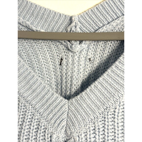 JOLIE & JOY Cropped V Neck Sweater with Drawstring Adjustable Hem Light Blue-S - Picture 5 of 10